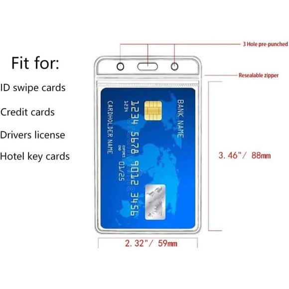 Vertical ID Badge Holders Sealable Waterproof Clear Plastic Holder,  (6P… - Picture 2 of 6